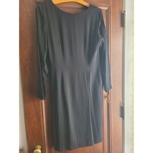 Vintage Talbots Steven Stolman Black Twist Back Cutout Sheath Dress Size 12